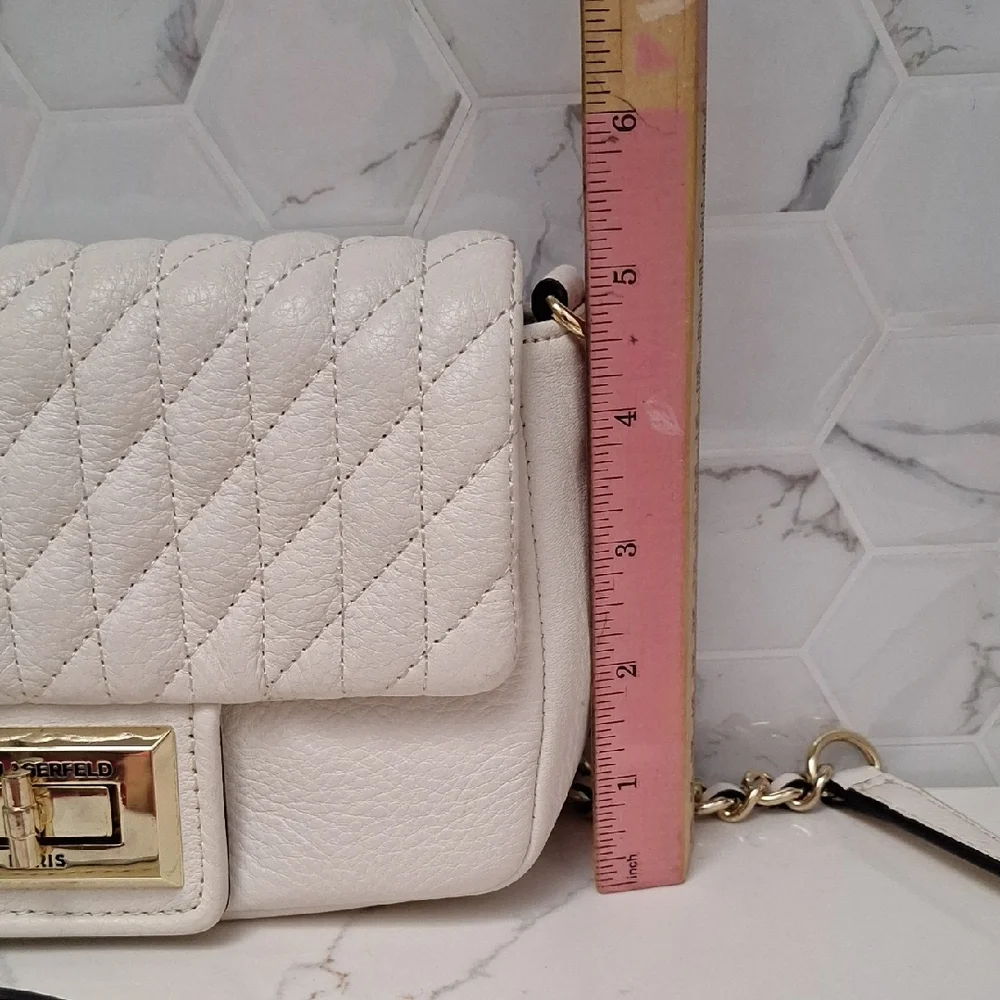 Karl Lagerfeld Paris Agyness Quilted Leather Crossbody Bag Purse - Picture 14 of 16